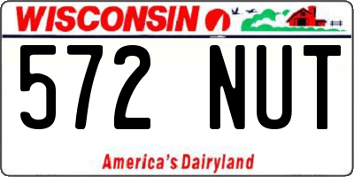 WI license plate 572NUT