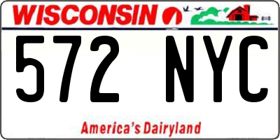 WI license plate 572NYC