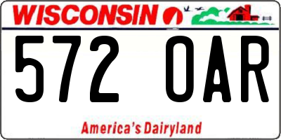 WI license plate 572OAR