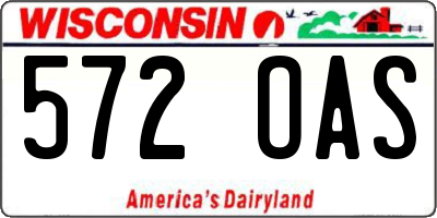 WI license plate 572OAS