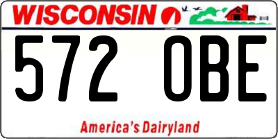 WI license plate 572OBE