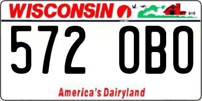 WI license plate 572OBO
