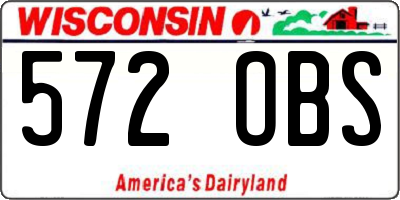 WI license plate 572OBS