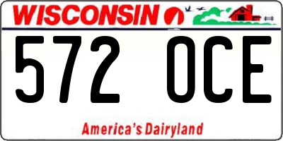 WI license plate 572OCE