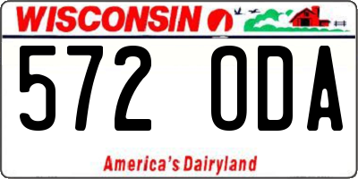 WI license plate 572ODA