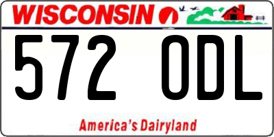 WI license plate 572ODL