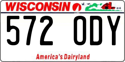 WI license plate 572ODY