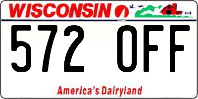 WI license plate 572OFF