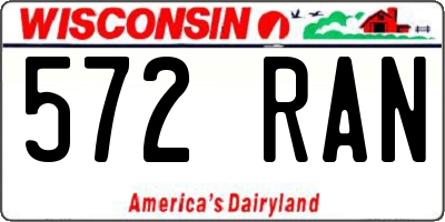 WI license plate 572RAN