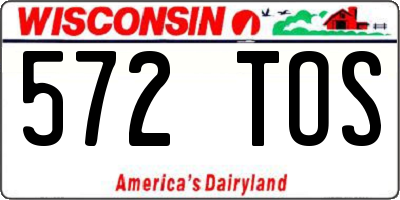 WI license plate 572TOS