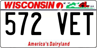 WI license plate 572VET