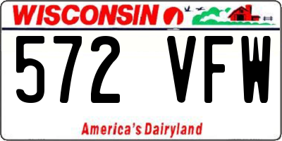 WI license plate 572VFW