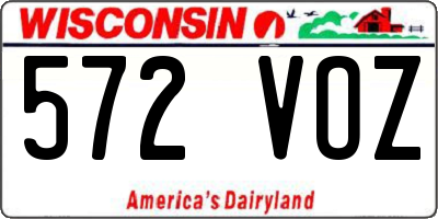 WI license plate 572VOZ