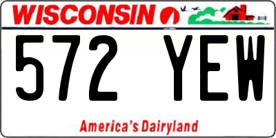 WI license plate 572YEW