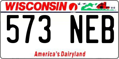 WI license plate 573NEB