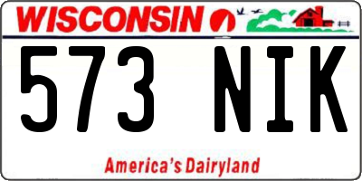 WI license plate 573NIK
