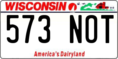 WI license plate 573NOT