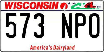 WI license plate 573NPO