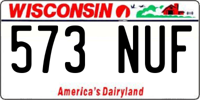 WI license plate 573NUF