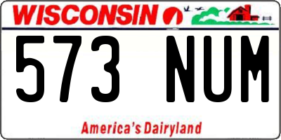 WI license plate 573NUM