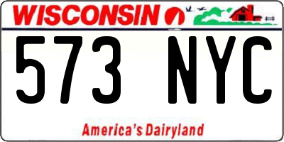 WI license plate 573NYC