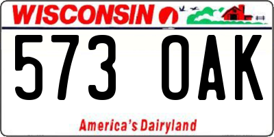WI license plate 573OAK