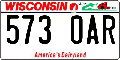 WI license plate 573OAR