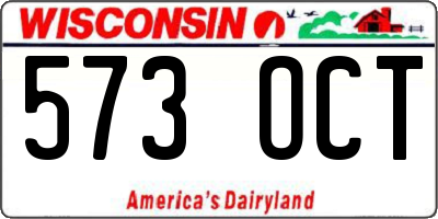 WI license plate 573OCT