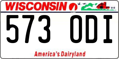 WI license plate 573ODI