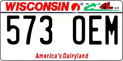 WI license plate 573OEM