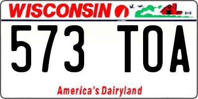 WI license plate 573TOA