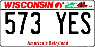 WI license plate 573YES