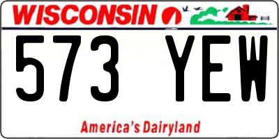 WI license plate 573YEW