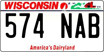 WI license plate 574NAB