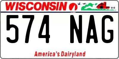 WI license plate 574NAG