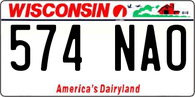 WI license plate 574NAO