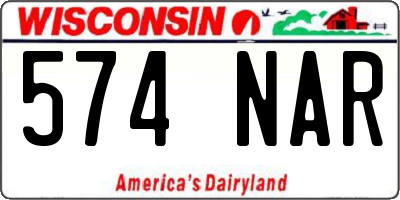 WI license plate 574NAR