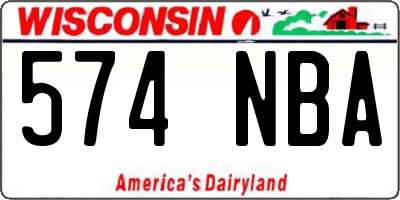 WI license plate 574NBA