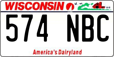 WI license plate 574NBC