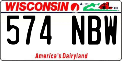 WI license plate 574NBW