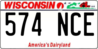WI license plate 574NCE
