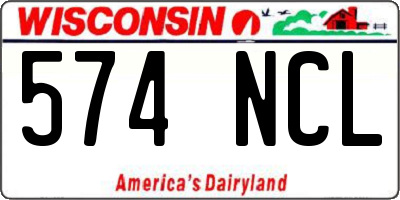 WI license plate 574NCL