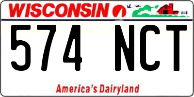 WI license plate 574NCT