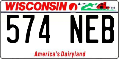 WI license plate 574NEB