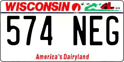 WI license plate 574NEG