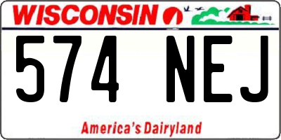 WI license plate 574NEJ