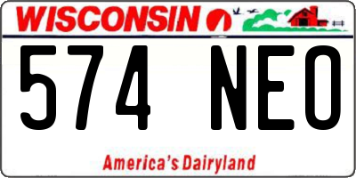 WI license plate 574NEO