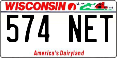 WI license plate 574NET