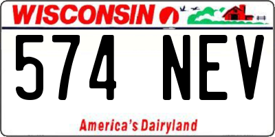 WI license plate 574NEV