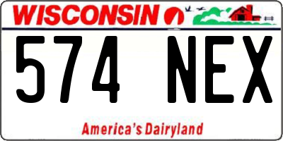 WI license plate 574NEX